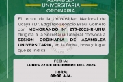 Convocatoria Asamblea Universitaria Ordinaria memo 277-2025