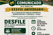 Comunicado Facultad de Ciencias Económicas, Administrativas y Contables - Marco del XXXVIII Aniversario